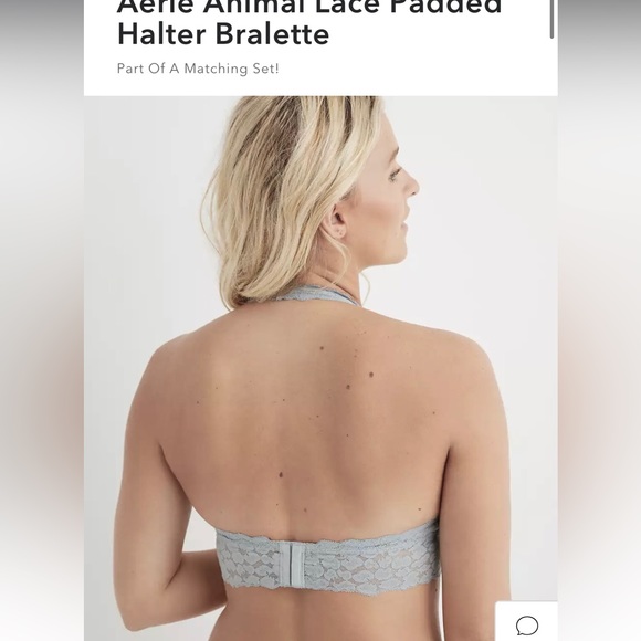 Aerie Animal Lace Padded Halter Bralette - Picture 3 of 11
